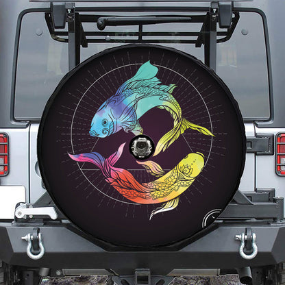 Colorful Pisces Sign Print Tire Cover With Camera Hole