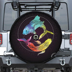 Colorful Pisces Sign Print Tire Cover With Camera Hole