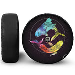 Colorful Pisces Sign Print Tire Cover With Camera Hole