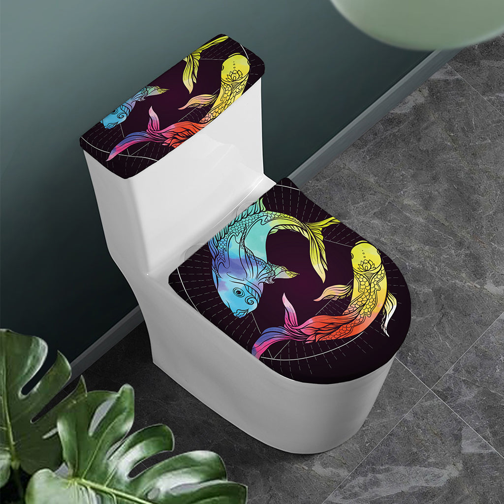 Colorful Pisces Sign Print Toilet Lid And Tank Cover Set