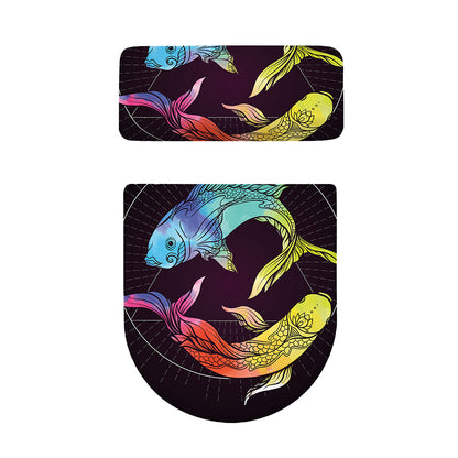 Colorful Pisces Sign Print Toilet Lid And Tank Cover Set