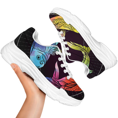 Colorful Pisces Sign Print White Chunky Shoes