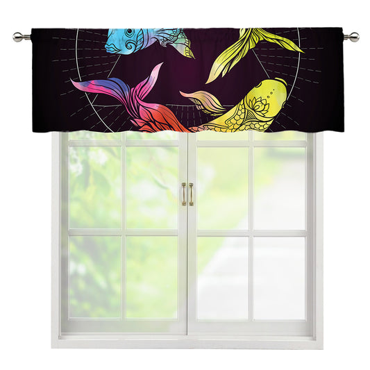 Colorful Pisces Sign Print Window Valance