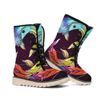 Colorful Pisces Sign Print Winter Boots