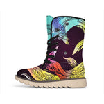 Colorful Pisces Sign Print Winter Boots