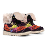 Colorful Pisces Sign Print Winter Boots