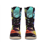 Colorful Pisces Sign Print Winter Boots