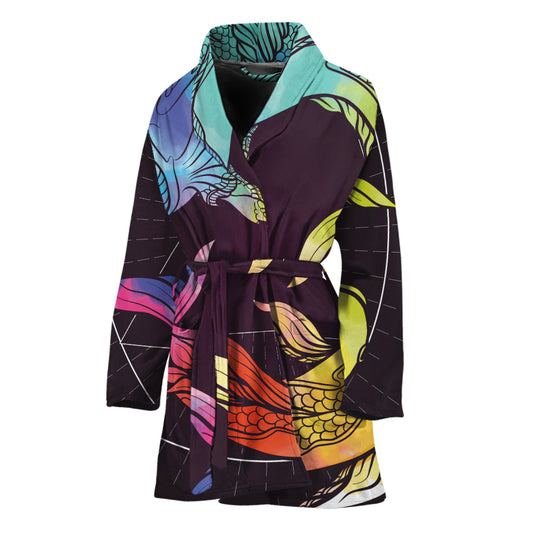 Colorful Pisces Sign Print Women's Bathrobe