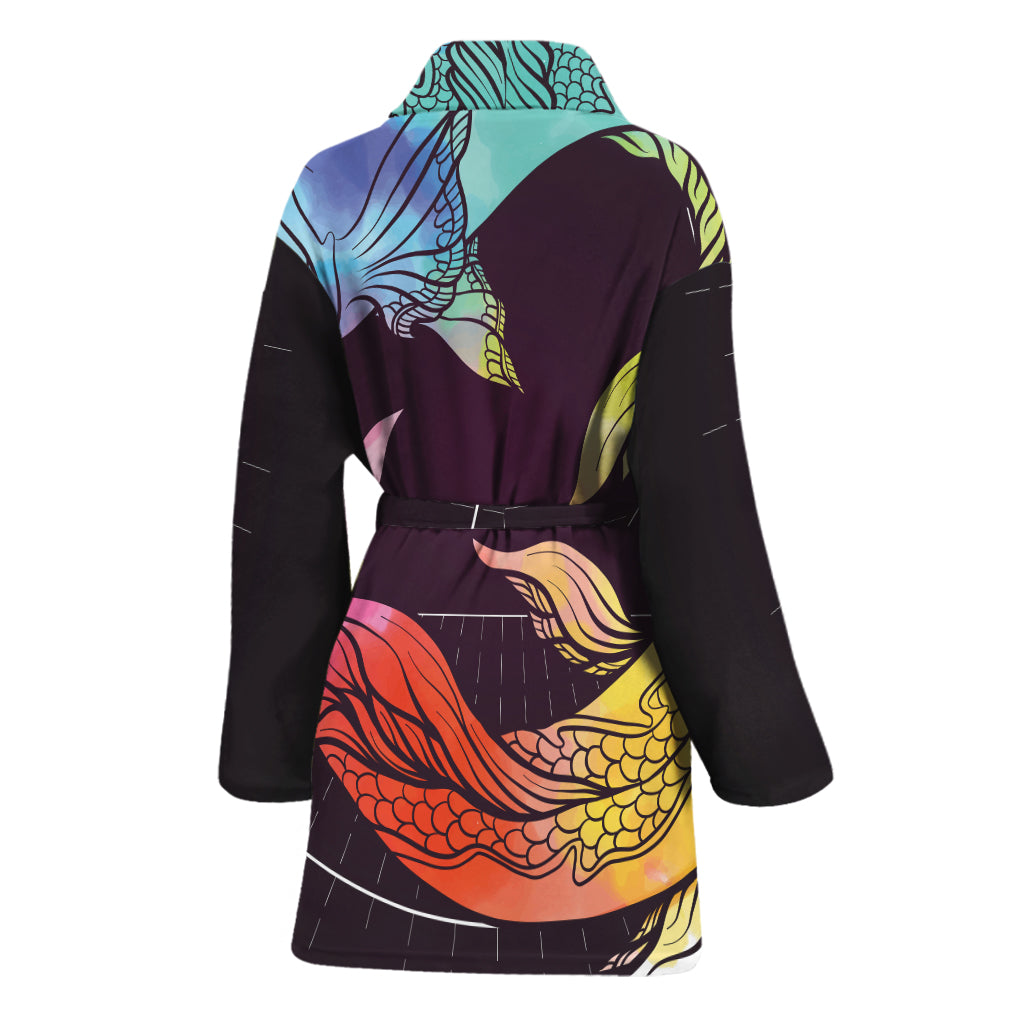 Colorful Pisces Sign Print Women's Bathrobe