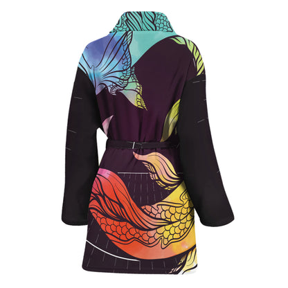 Colorful Pisces Sign Print Women's Bathrobe