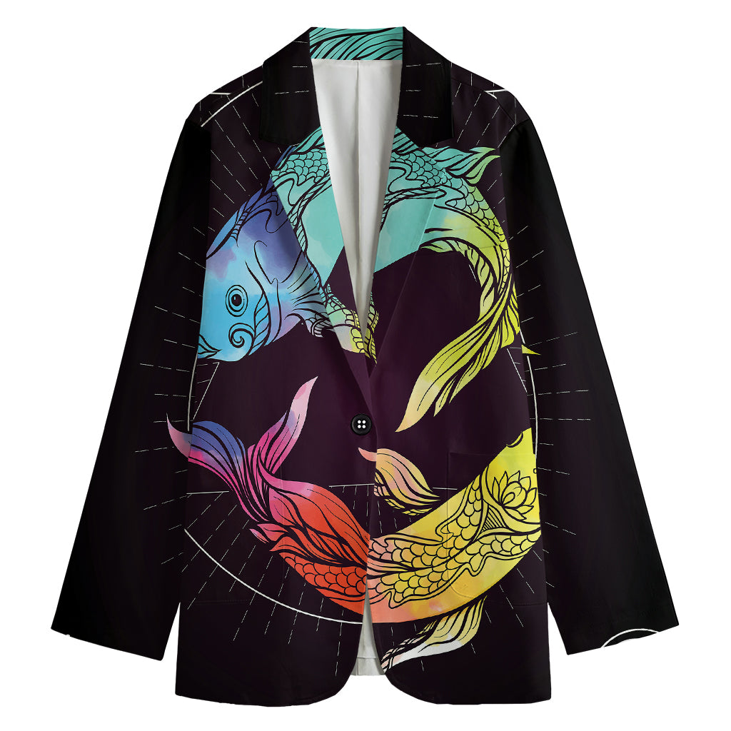 Colorful Pisces Sign Print Women's Blazer