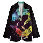 Colorful Pisces Sign Print Women's Blazer