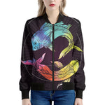 Colorful Pisces Sign Print Women's Bomber Jacket