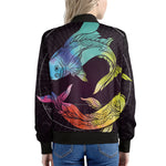 Colorful Pisces Sign Print Women's Bomber Jacket
