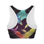 Colorful Pisces Sign Print Women's Sports Bra