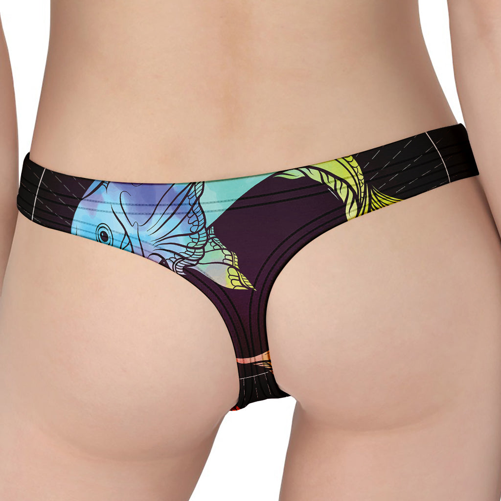 Colorful Pisces Sign Print Women's Thong