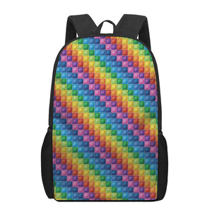 Colorful Plastic Building Blocks Print 17 Inch Backpack