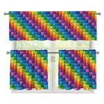 Colorful Plastic Building Blocks Print 3 Piece Kitchen Curtains