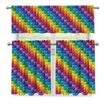 Colorful Plastic Building Blocks Print 3 Piece Kitchen Curtains