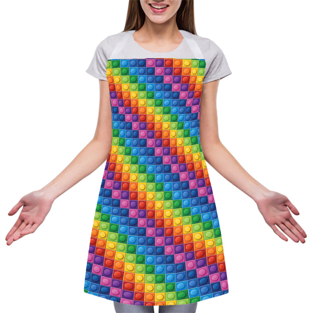 Colorful Plastic Building Blocks Print Adjustable Apron