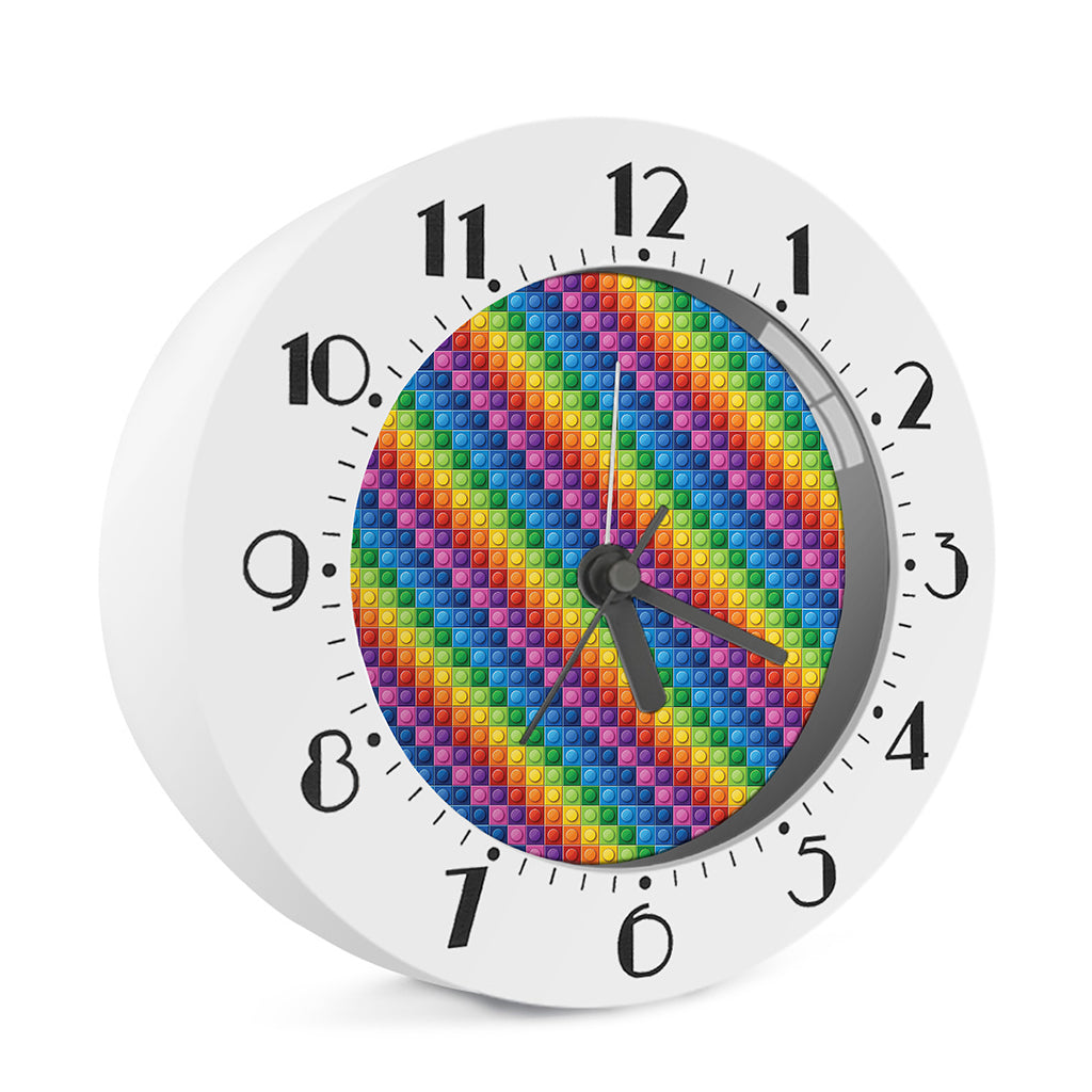Colorful Plastic Building Blocks Print Alarm Clock
