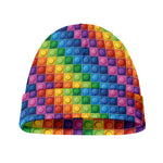 Colorful Plastic Building Blocks Print Beanie