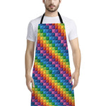 Colorful Plastic Building Blocks Print Bib Apron With Pocket