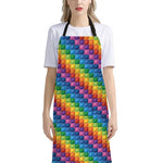 Colorful Plastic Building Blocks Print Bib Apron With Pocket