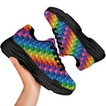 Colorful Plastic Building Blocks Print Black Chunky Shoes