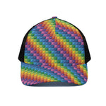 Colorful Plastic Building Blocks Print Black Mesh Trucker Cap