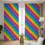 Colorful Plastic Building Blocks Print Blackout Pencil Pleat Curtains