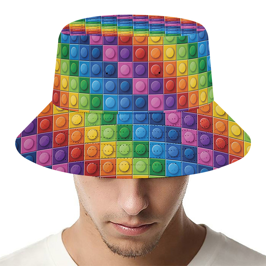 Colorful Plastic Building Blocks Print Bucket Hat