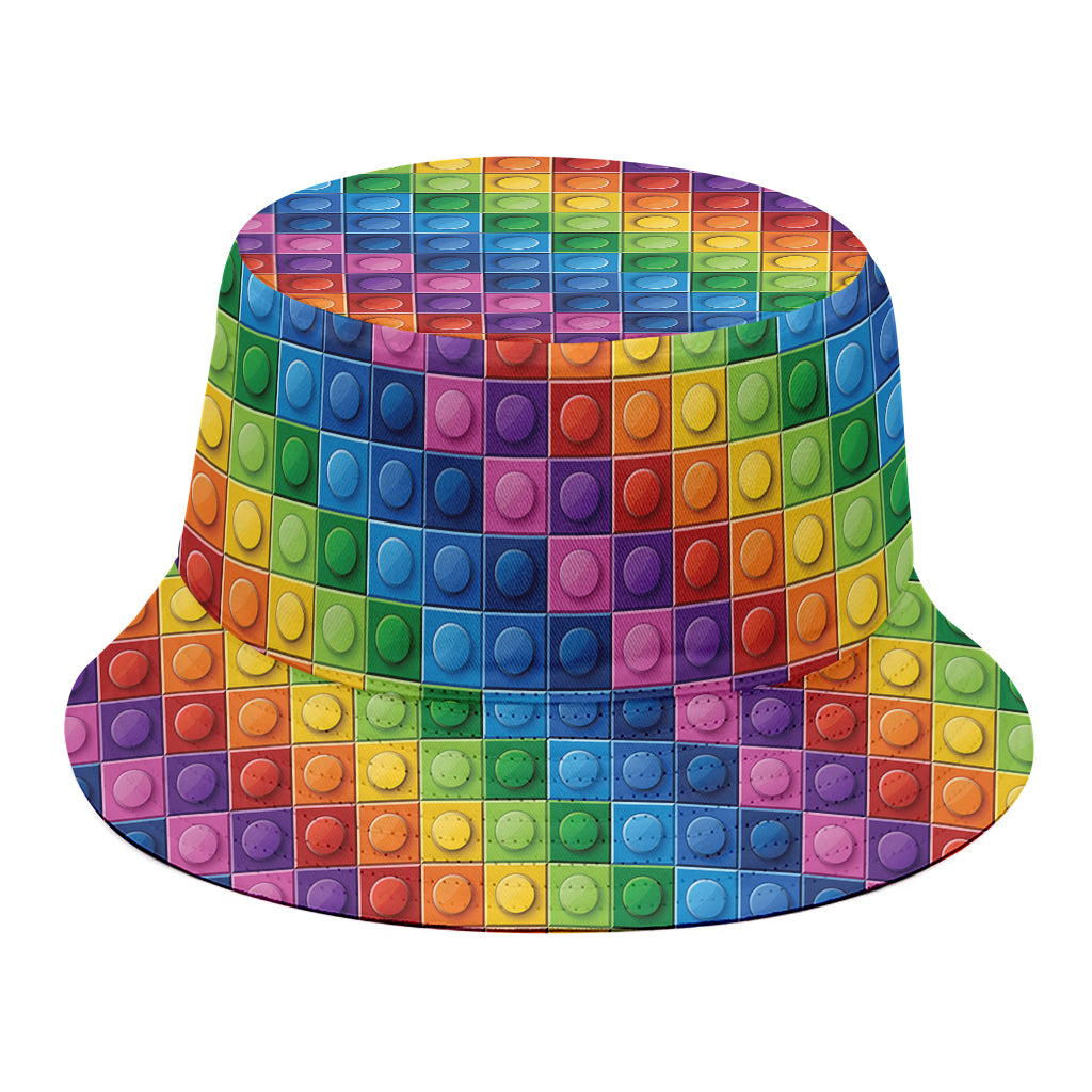 Colorful Plastic Building Blocks Print Bucket Hat