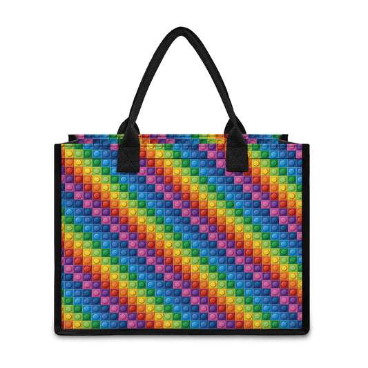 Colorful Plastic Building Blocks Print Canvas Tote Bag