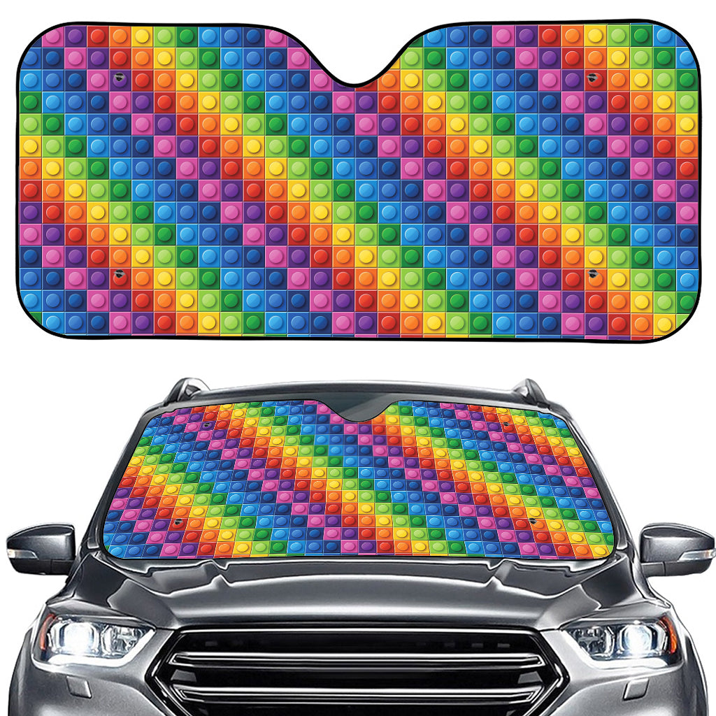 Colorful Plastic Building Blocks Print Car Windshield Sun Shade