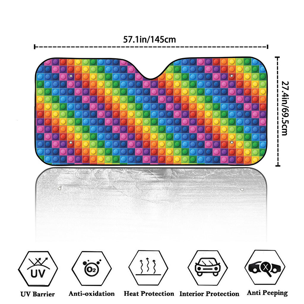 Colorful Plastic Building Blocks Print Car Windshield Sun Shade