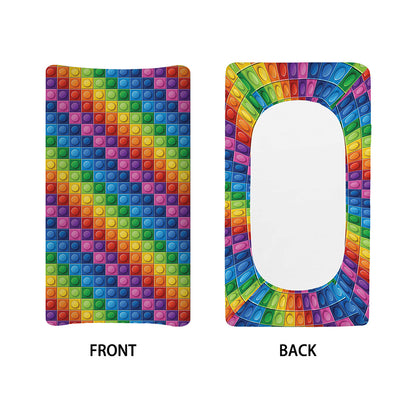 Colorful Plastic Building Blocks Print Changing Pad Cover