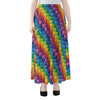 Colorful Plastic Building Blocks Print Chiffon Maxi Skirt