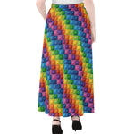 Colorful Plastic Building Blocks Print Chiffon Maxi Skirt