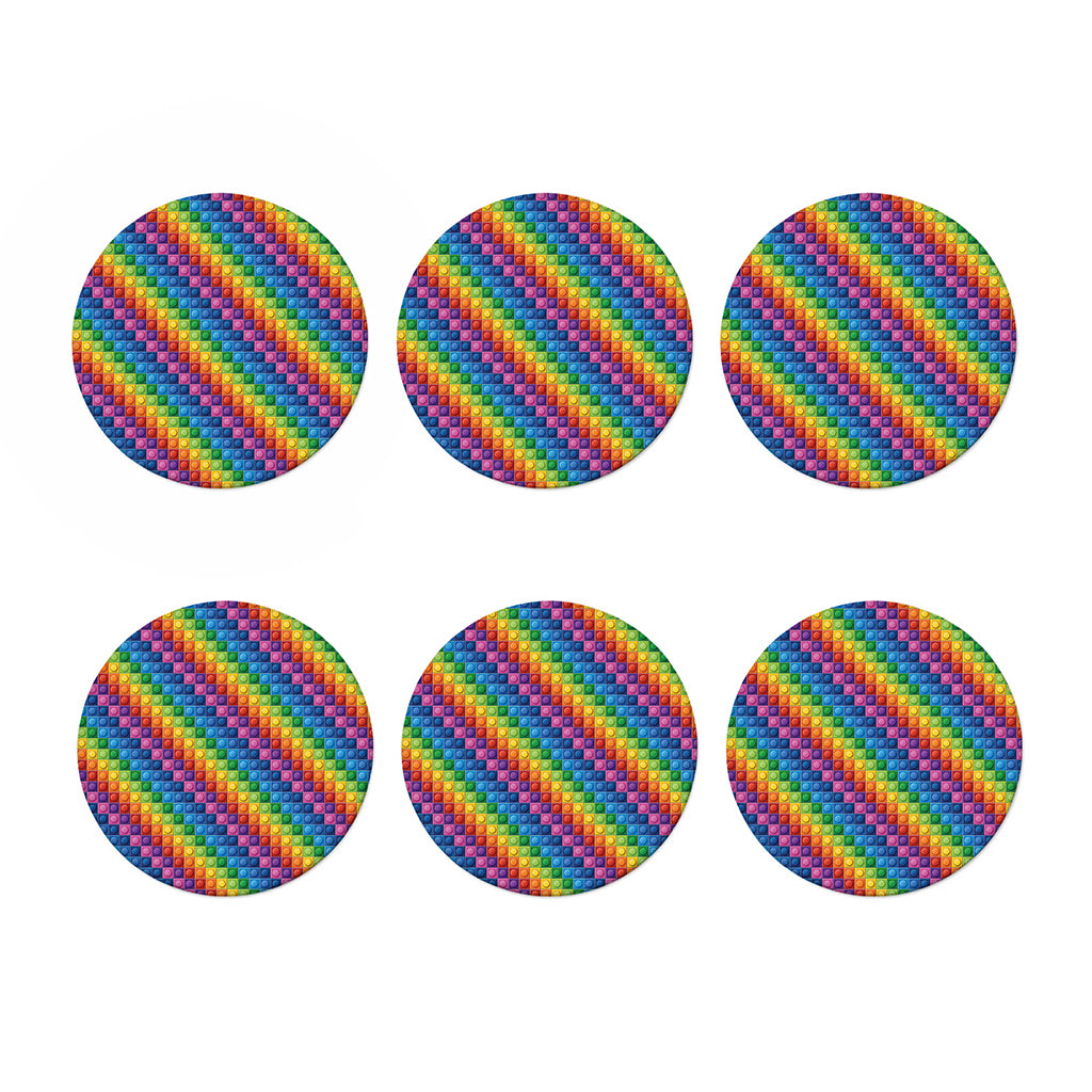 Colorful Plastic Building Blocks Print Coaster Set