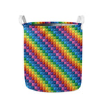 Colorful Plastic Building Blocks Print Collapsible Laundry Basket