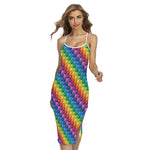 Colorful Plastic Building Blocks Print Cross Back Cami Dress