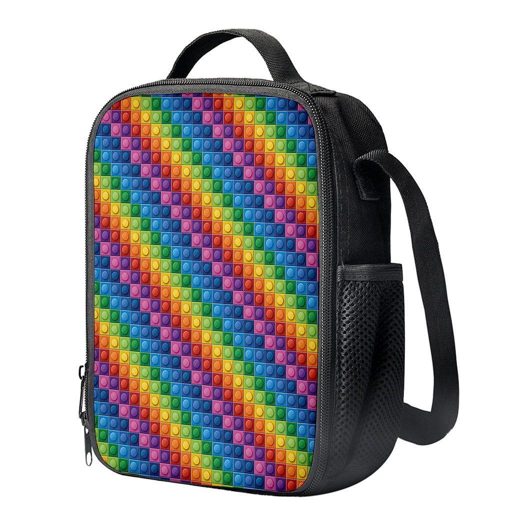 Colorful Plastic Building Blocks Print Crossbody Lunch Bag