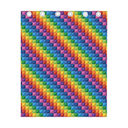 Colorful Plastic Building Blocks Print Curtain