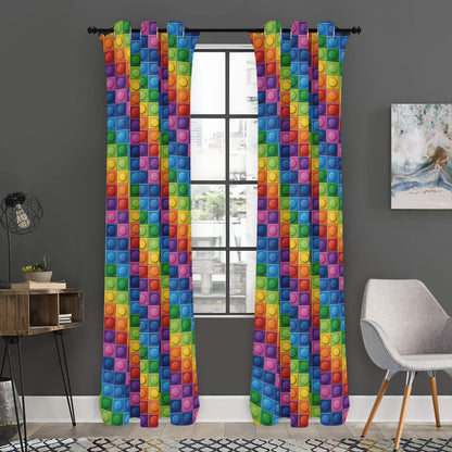 Colorful Plastic Building Blocks Print Curtain