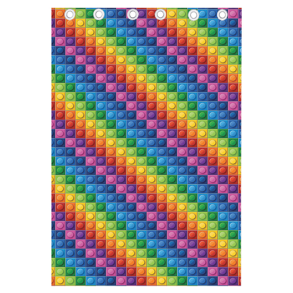 Colorful Plastic Building Blocks Print Curtain