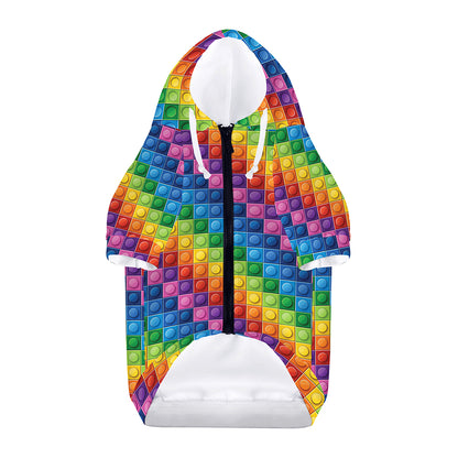 Colorful Plastic Building Blocks Print Dog Zip Up Hoodie