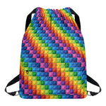 Colorful Plastic Building Blocks Print Drawstring Backpack