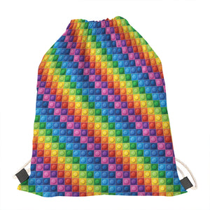 Colorful Plastic Building Blocks Print Drawstring Bag