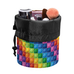 Colorful Plastic Building Blocks Print Drawstring Makeup Bag